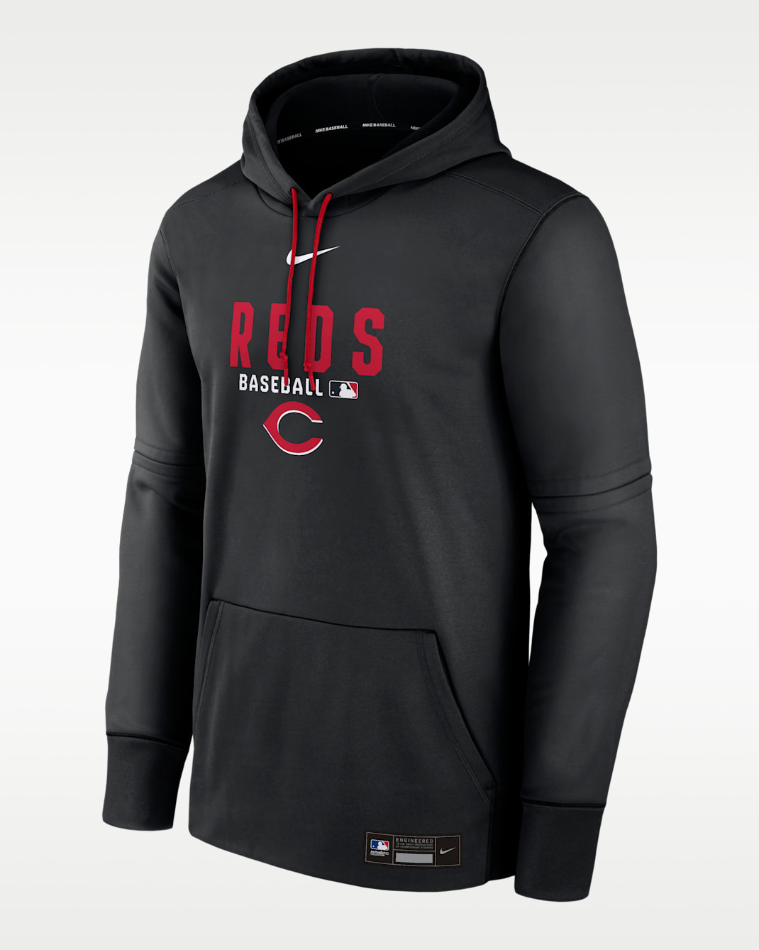 Cincinnati Reds Authentic Collection Men's Nike Therma MLB Pullover Hoodie - Black