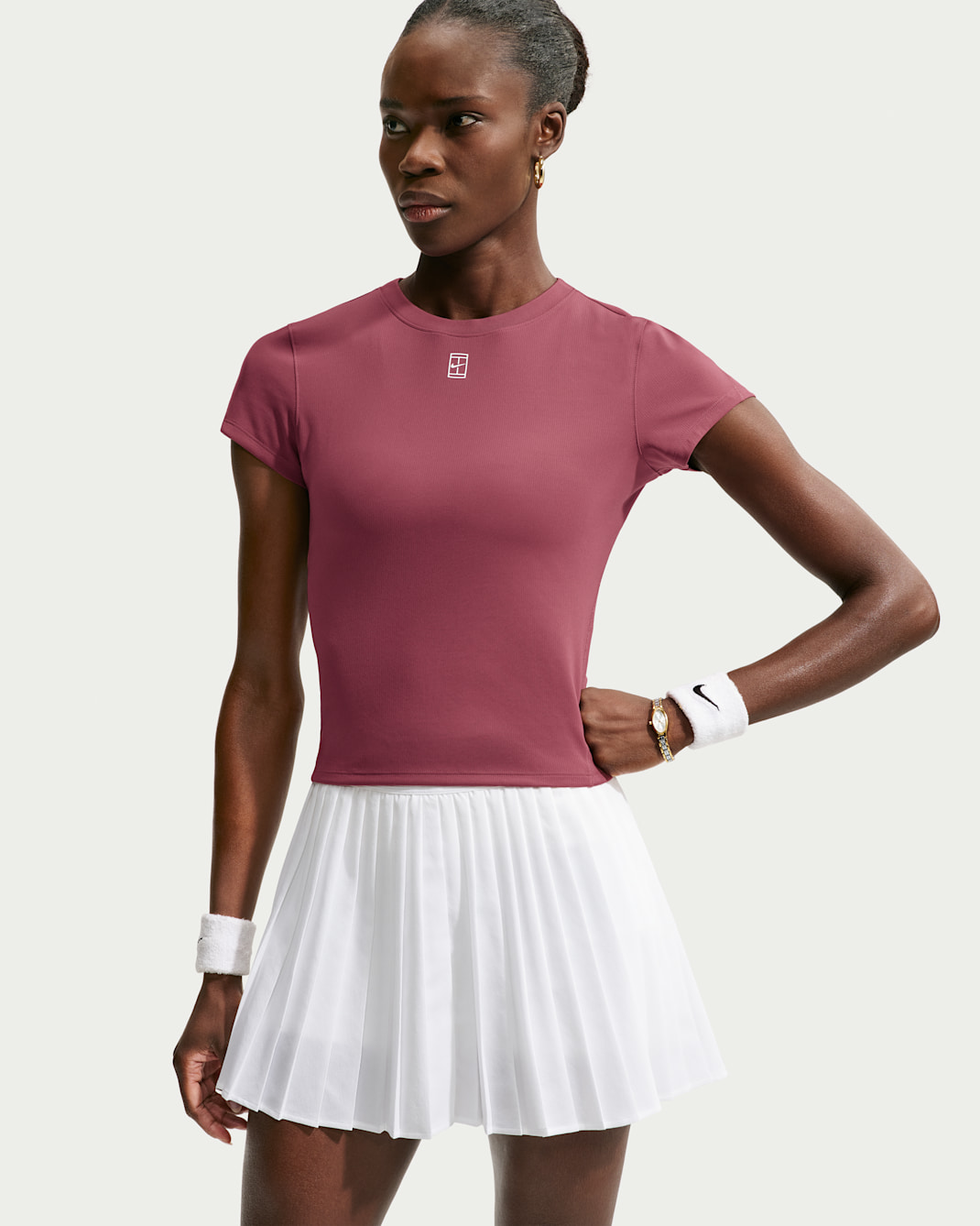 Playera de tenis de manga corta Dri-FIT para mujer NikeCourt Advantage - Rosa humo/Blanco