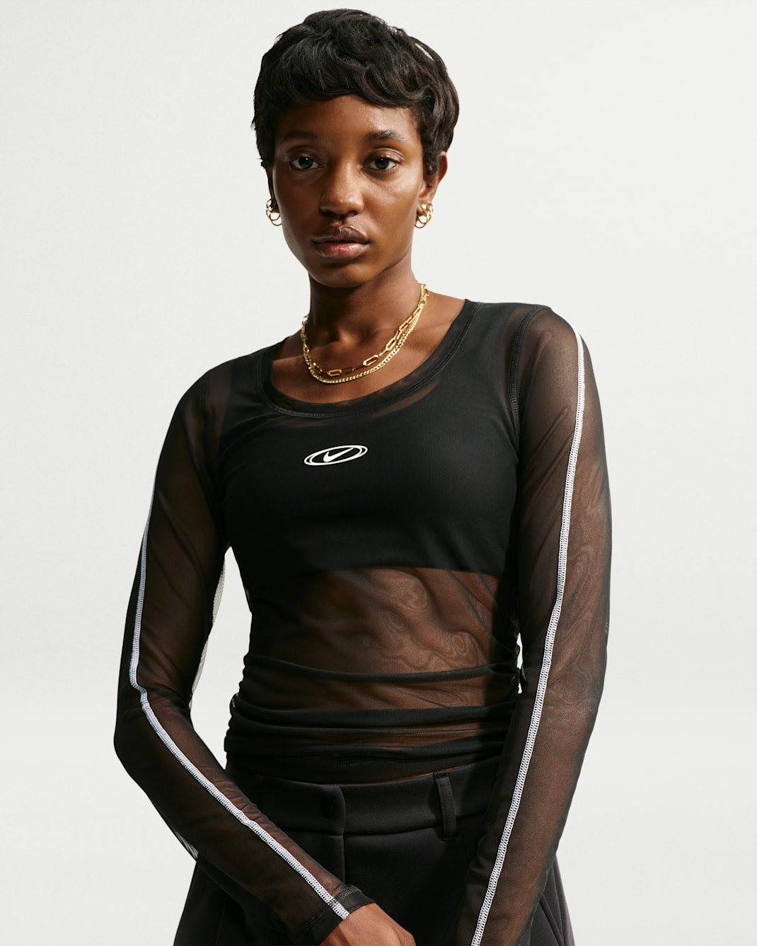 Nike Sportswear Women's Slim Long-Sleeve Sheer Top - Black/White