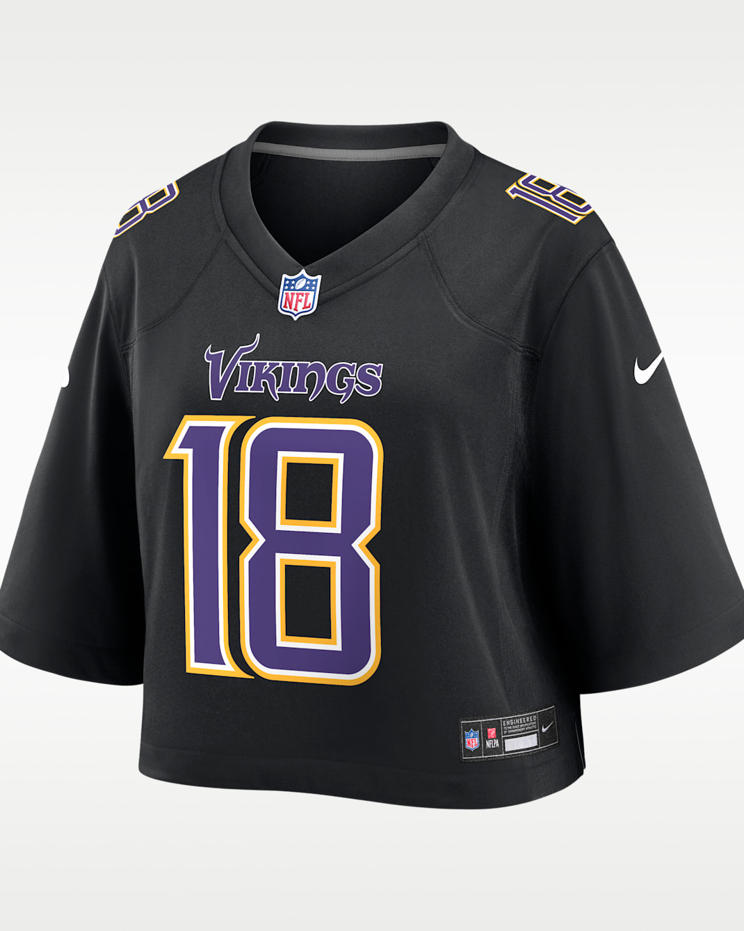 Justin Jefferson Minnesota Vikings Women's Nike NFL Cropped Tundra Game Jersey - Black