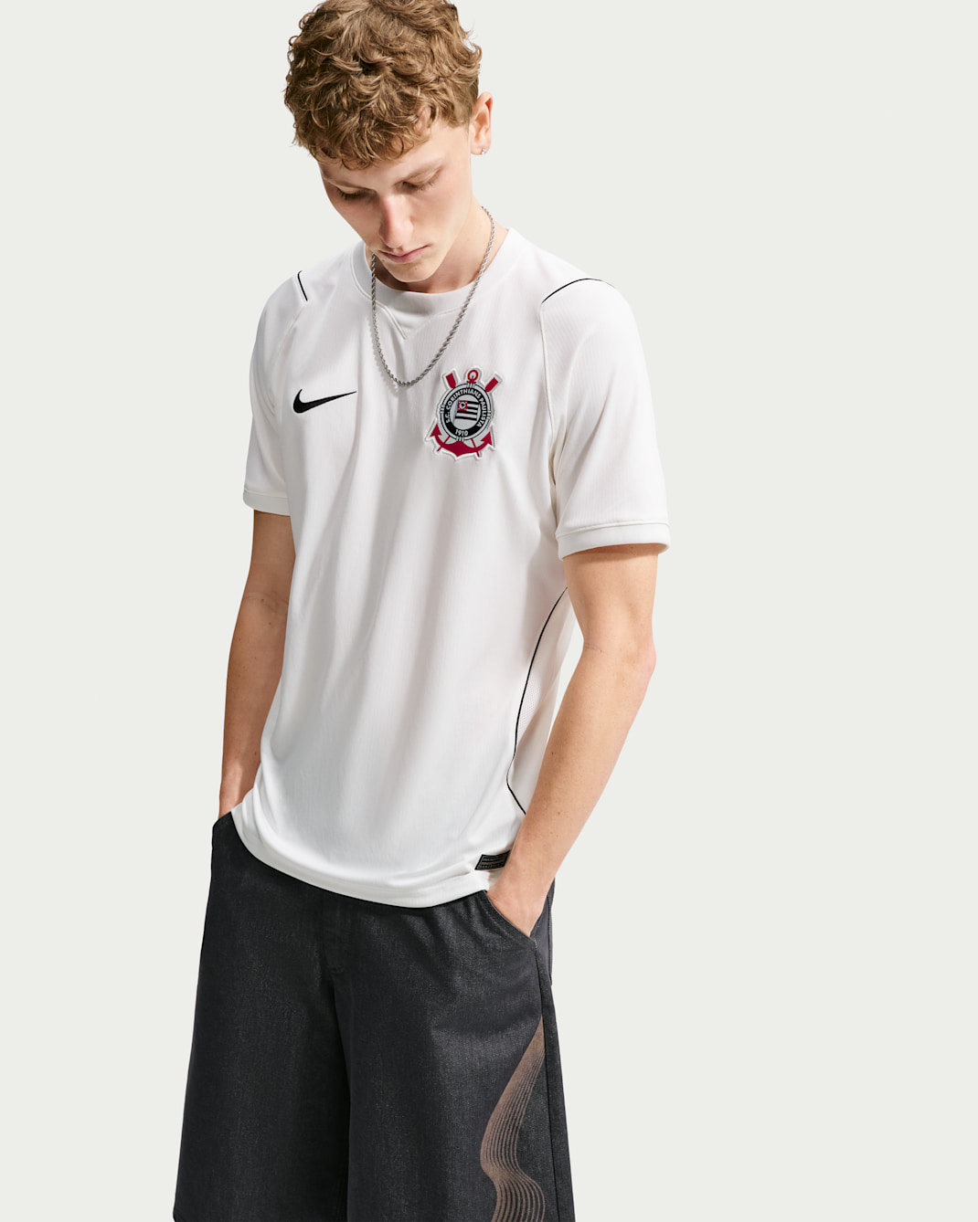 S.C. Corinthians 2026/27 Stadium Home Men's Nike Dri-FIT Soccer Replica Jersey - Sail/Black/Black