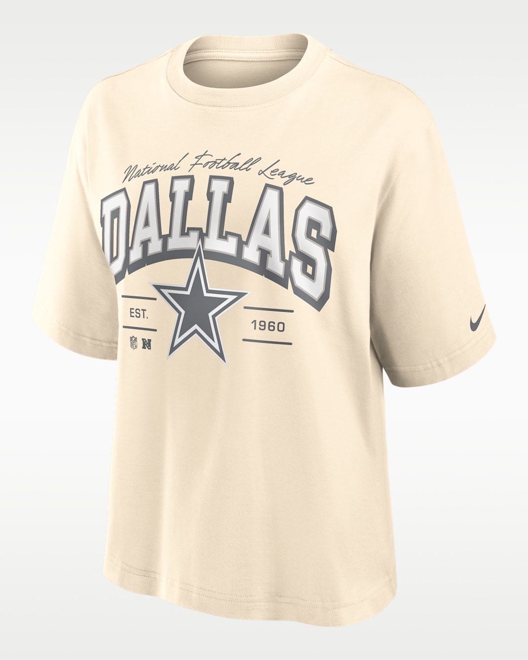 Playera Nike de la NFL para mujer Dallas Cowboys Vintage Mod Boxy - Crema