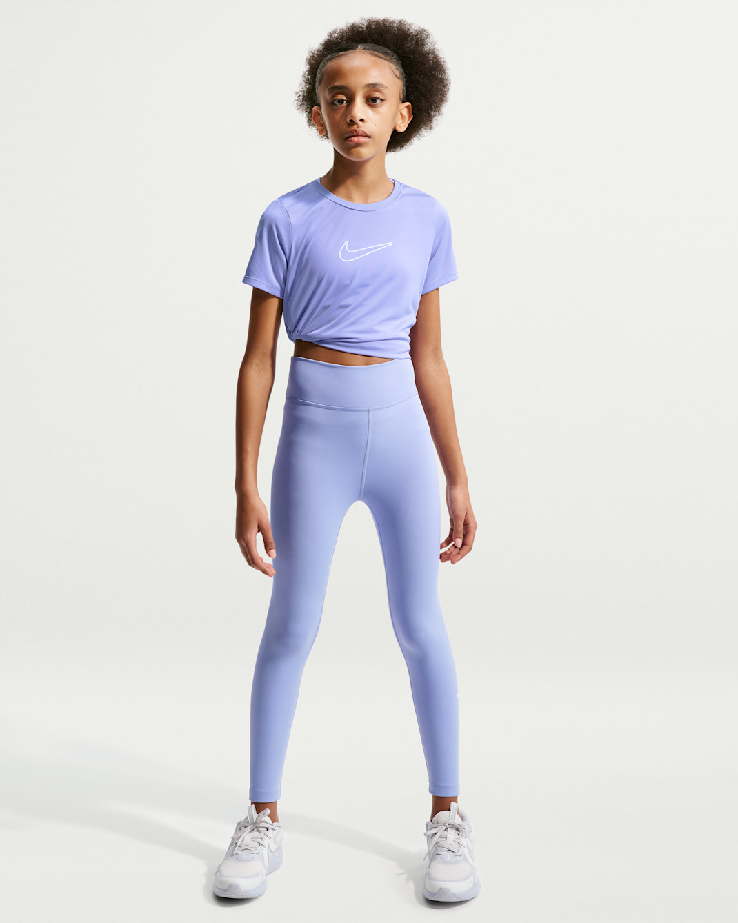 Nike One Older Kids' (Girls') Dri-FIT High-Waisted Leggings - Light Thistle/White