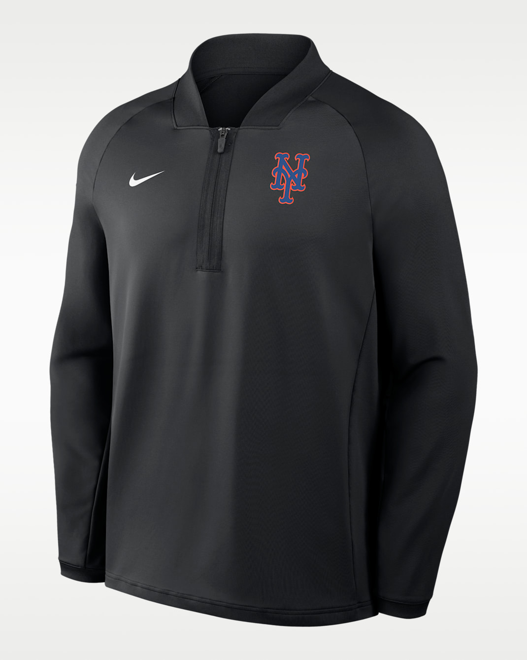Playera de manga larga Nike Dri-FIT de la MLB de medio cierre para hombre New York Mets Authentic Collection - Negro