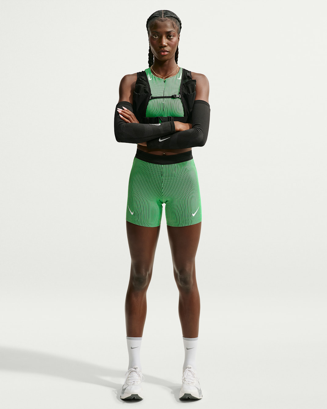 Nike AeroSwift Women's Dri-FIT ADV Tight Running Shorts - Illusion Green/Black/White/White