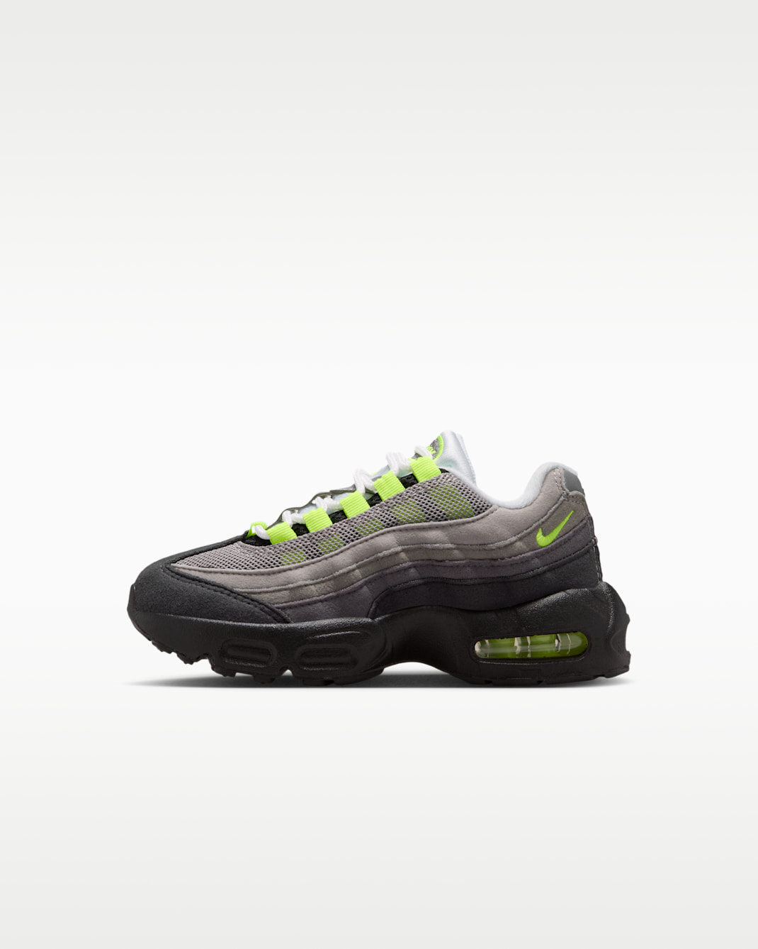 Nike Air Max '95 Little Kids' Shoes - Black/Anthracite/Light Graphite/Neon Yellow