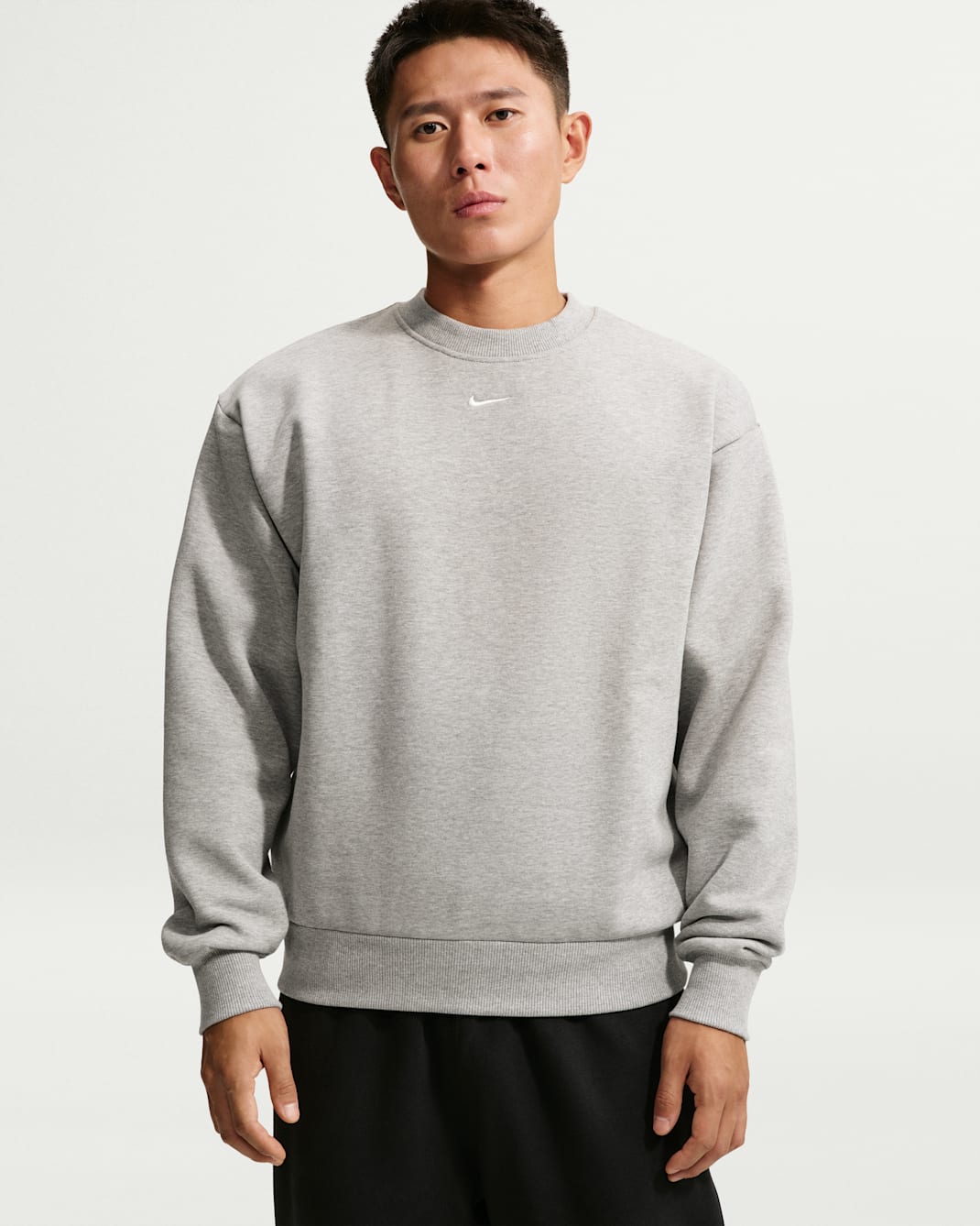 Nike Solo Fleece Men's Crew-Neck Sweatshirt - Dark Grey Heather/Sail