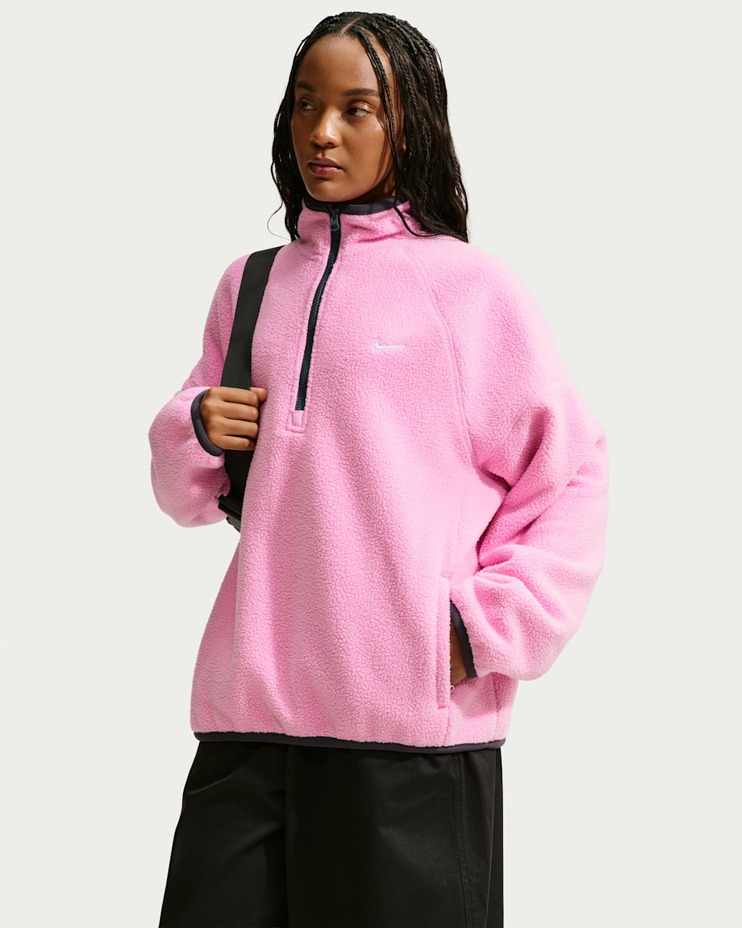 Sudadera de tejido Fleece oversized para mujer Nike Sportswear - Rosa amanecer/Parrilla/Blanco