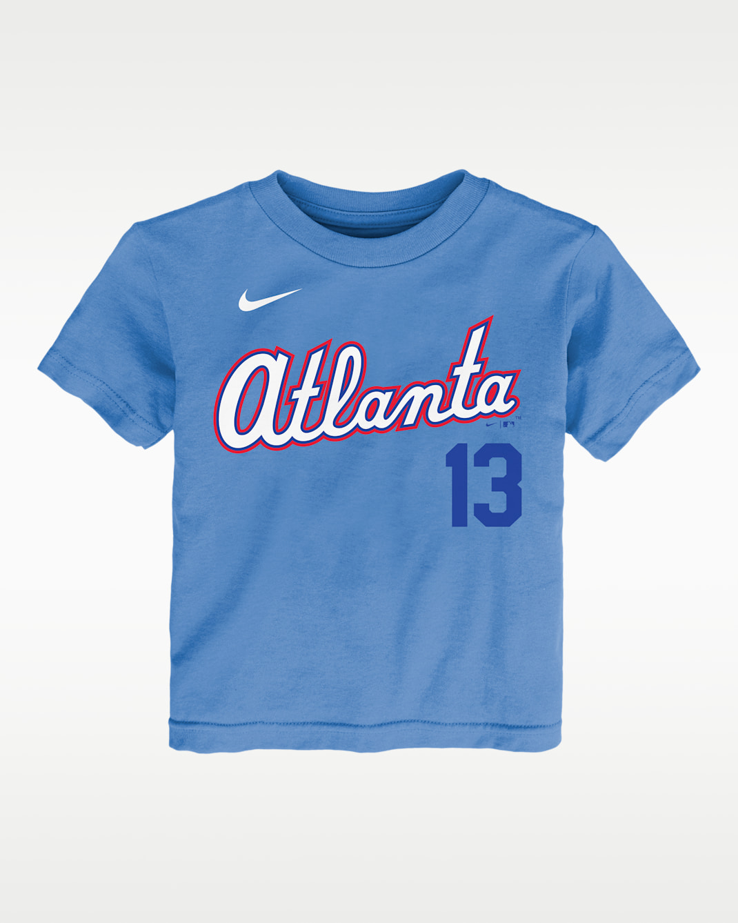 Playera Nike de la MLB infantil Ronald Acuña Jr. Atlanta Braves, edición City Connect - Azul claro