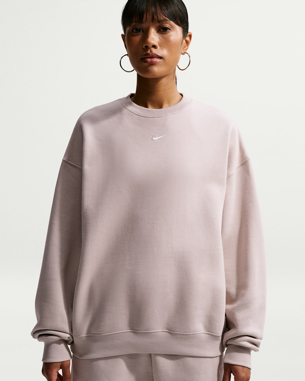 Nike Studio Fleece Medium Weight Camiseta oversize - Mujer - Crema II/Sail