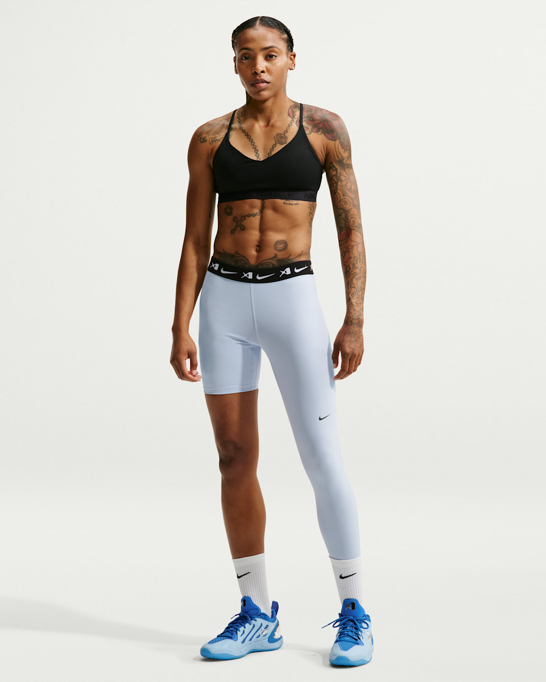A'ja Wilson Women's A'symmetric Reversible Single-Leg Basketball Leggings - Hydrogen Blue/Black/Black