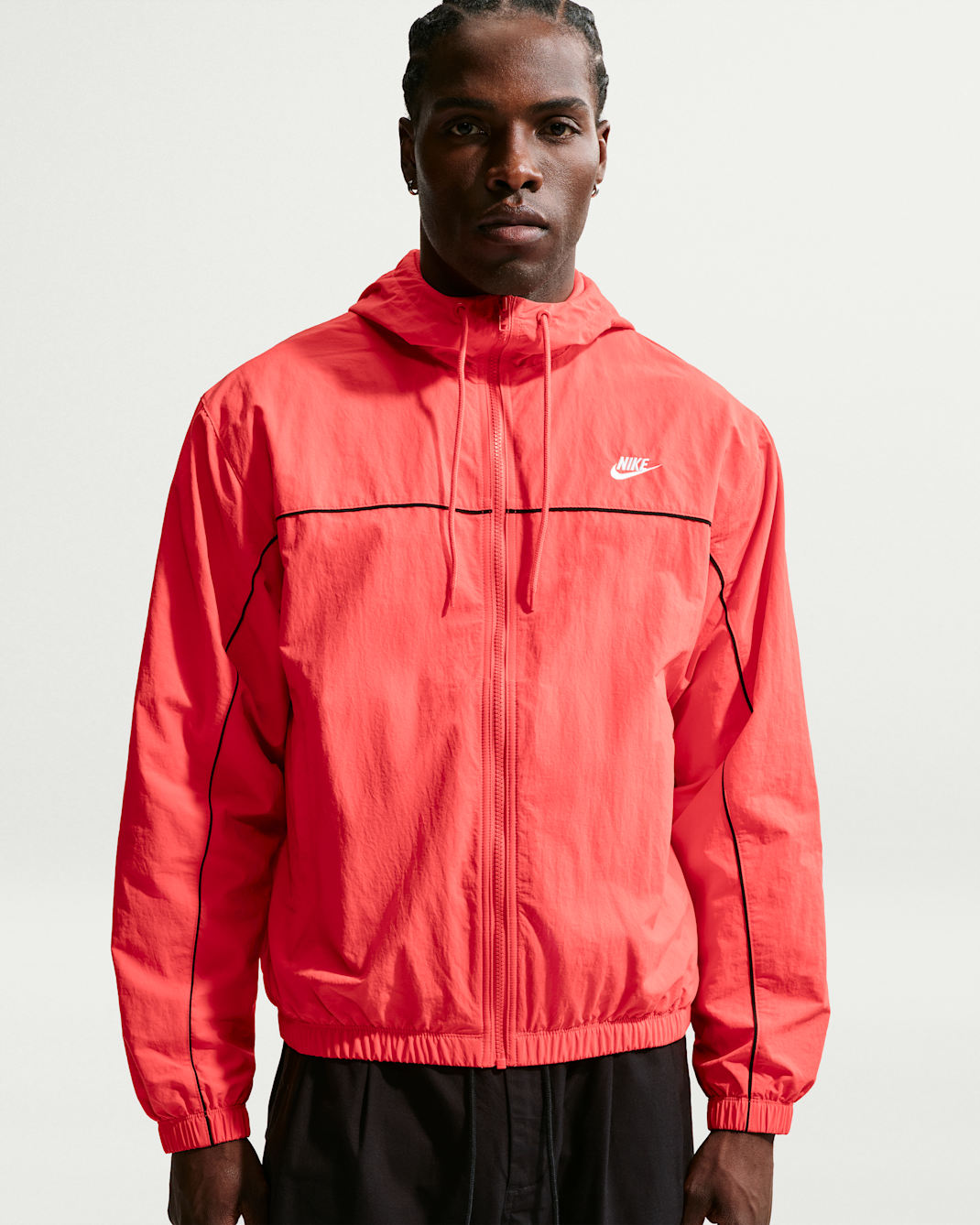 Nike Club Men's Hooded Jacket - Magic Ember/University Red/Black/White