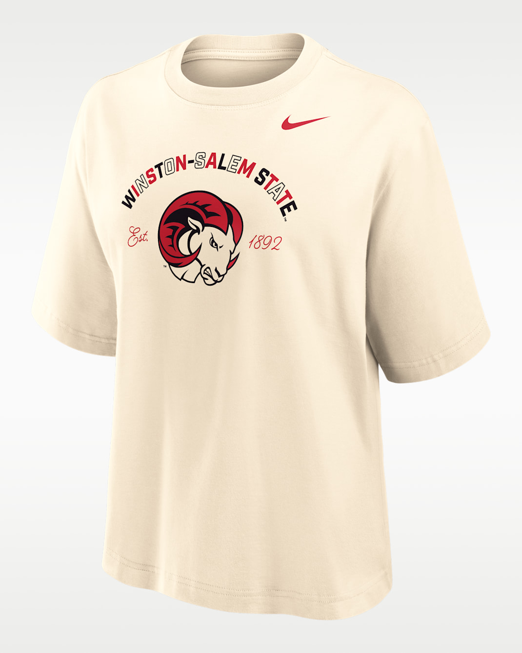 Nike College (Winston-Salem State University) Women's Boxy Cotton T-Shirt - Natural