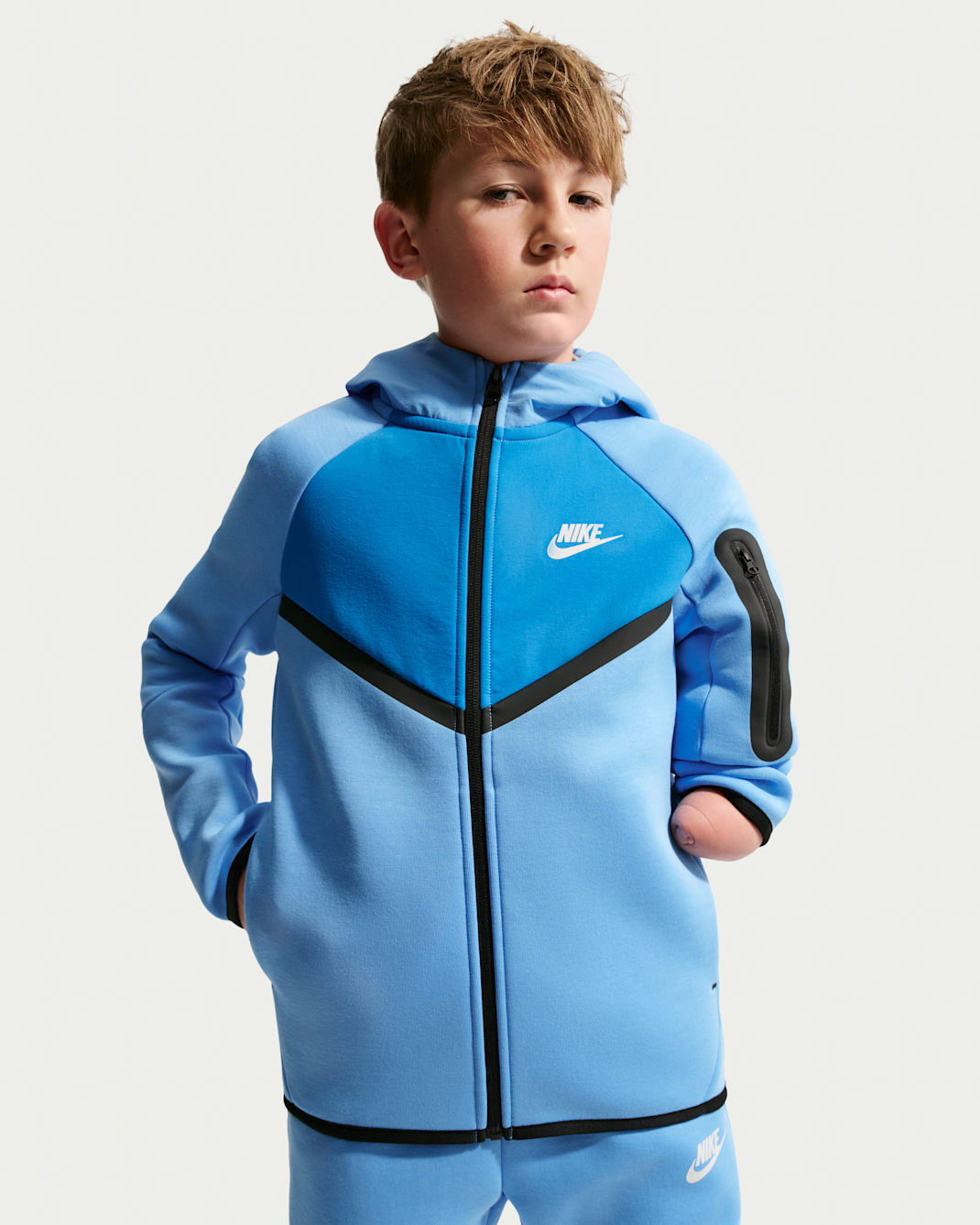 Nike Sportswear Tech Fleece Hoodie mit durchgehendem Reißverschluss für ältere Kinder - University Blue/Light Photo Blue/Photon Dust