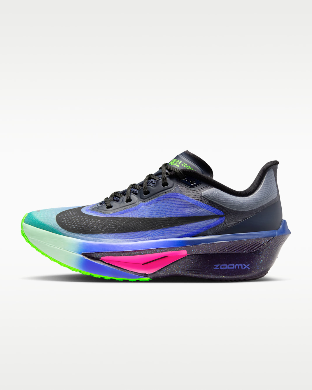 Nike Zoom Fly 6 Straßenlaufschuh für Wettkämpfe (Damen) - Dark Obsidian/Racer Blue/Emerald Rise/Schwarz