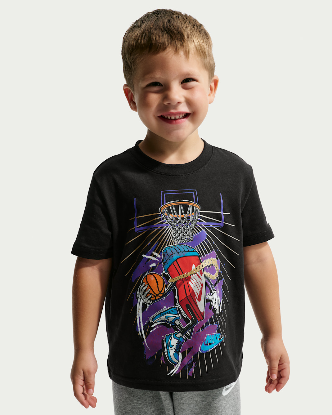 Playera de corte cuadrado Street Dunk para niños talla pequeña Nike - Negro