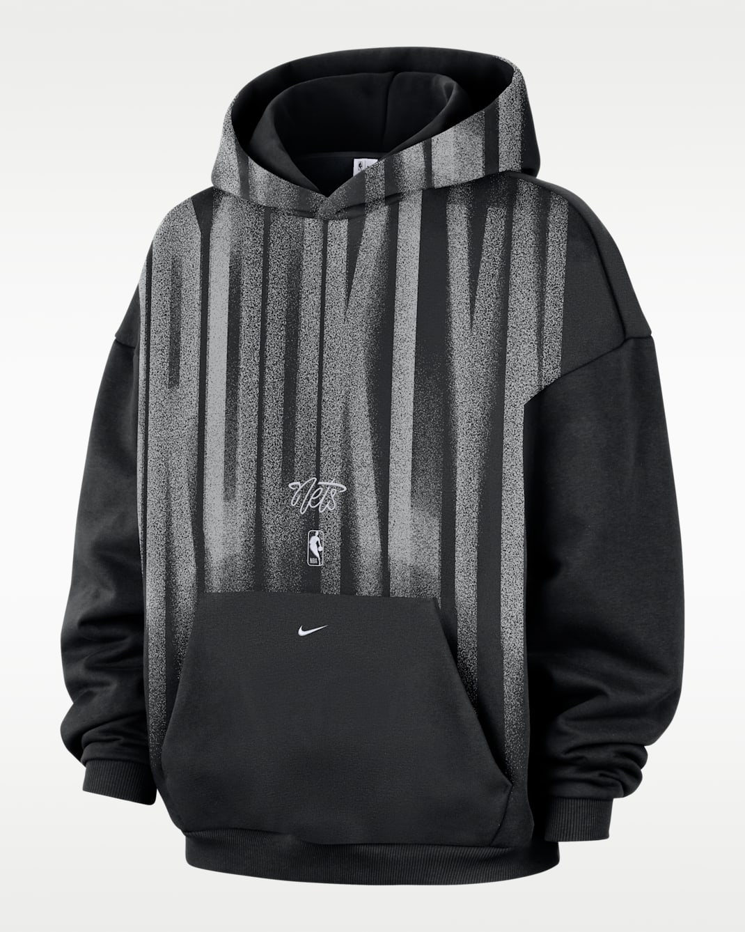 Brooklyn Nets Standard Issue Men's Therma-FIT Fleece Basketball Hoodie - Black/White
