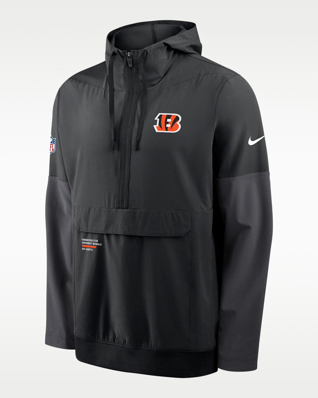 Cincinnati Bengals Well Rounded Anorak Men's Nike NFL 1/2-Zip Hooded Jacket - Black