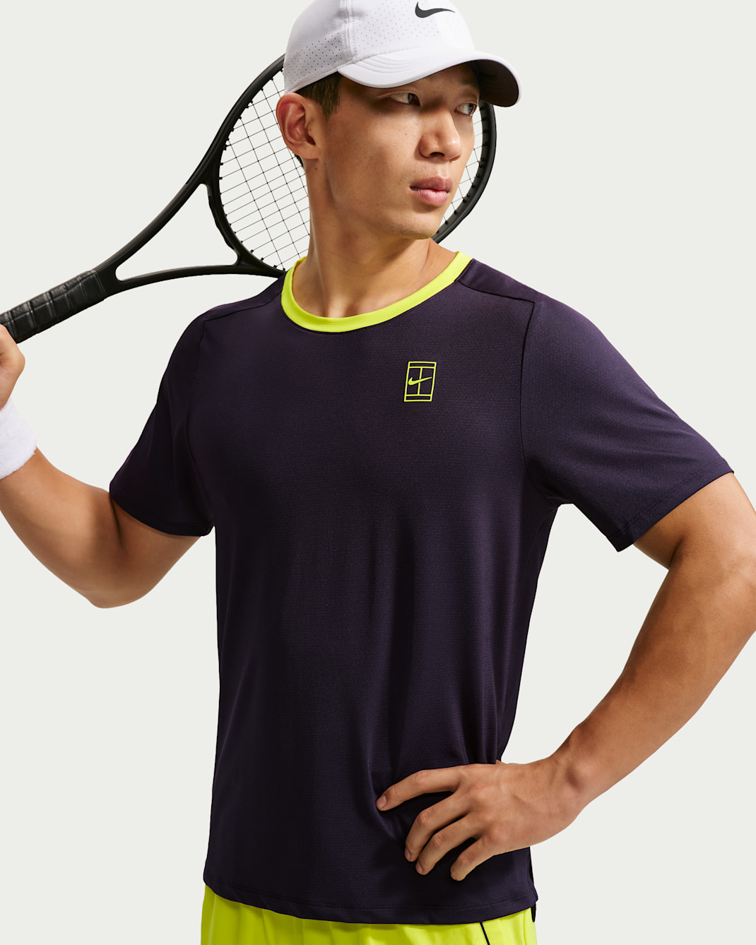 ナイキコート アドバンテージ メンズ Dri-FIT テニストップ - パープルダイナスティー/レモンベノム/レモンベノム
