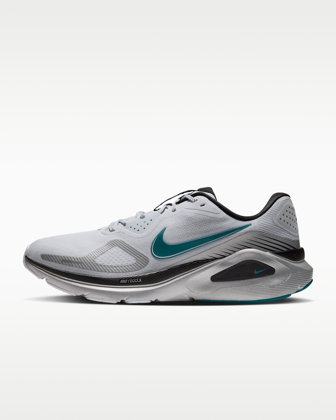 Nike Structure 26 Men's Road Running Shoes - Football Grey/Black/Metallic Silver/Bright Spruce
