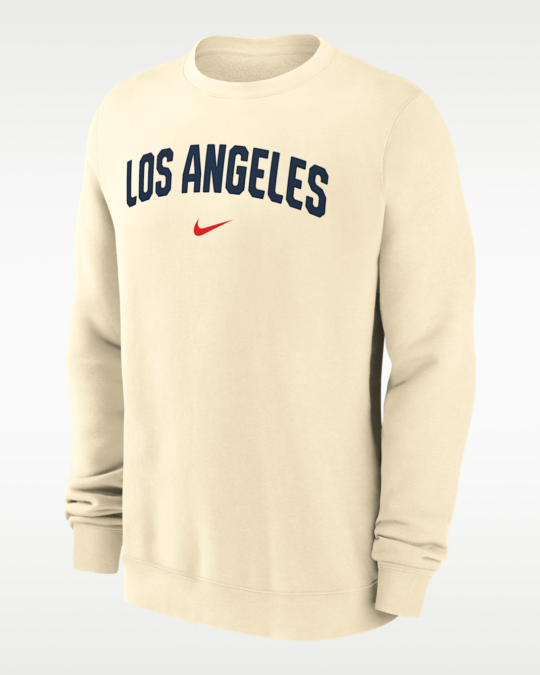 Sudadera de cuello redondo Nike de la MLB City Connect 2 Hit para hombre Los Angeles Dodgers - Leche de coco