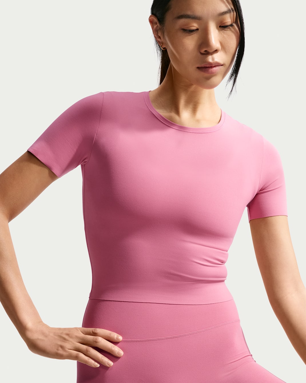 Nike Zenvy Women's Dri-FIT Short-Sleeve Top - Peony/White