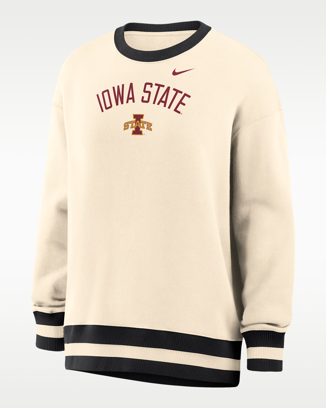 Nike Phoenix (Iowa State) Women's Oversized Crew-Neck Sweatshirt - Natural/Black