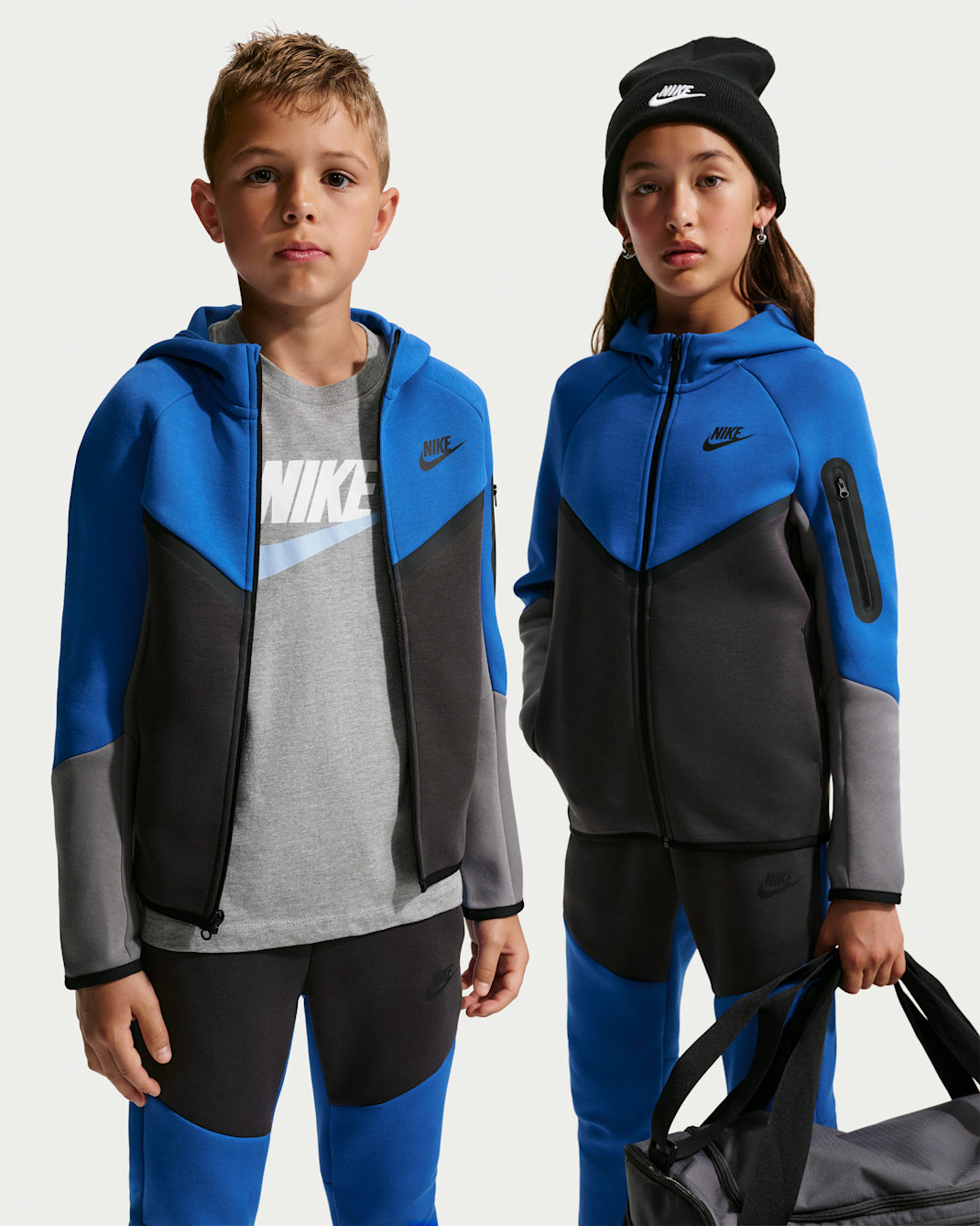 Sweat à capuche et zip Nike Sportswear Tech Fleece pour ado - Game Royal/Anthracite/Smoke Grey/Noir