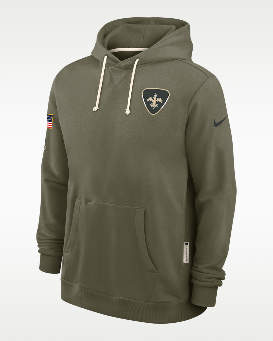 Sudadera con gorro sin cierre Nike Dri-FIT de la NFL para mujer New Orleans Saints Salute to Service Sideline Dominant Force - Oliva