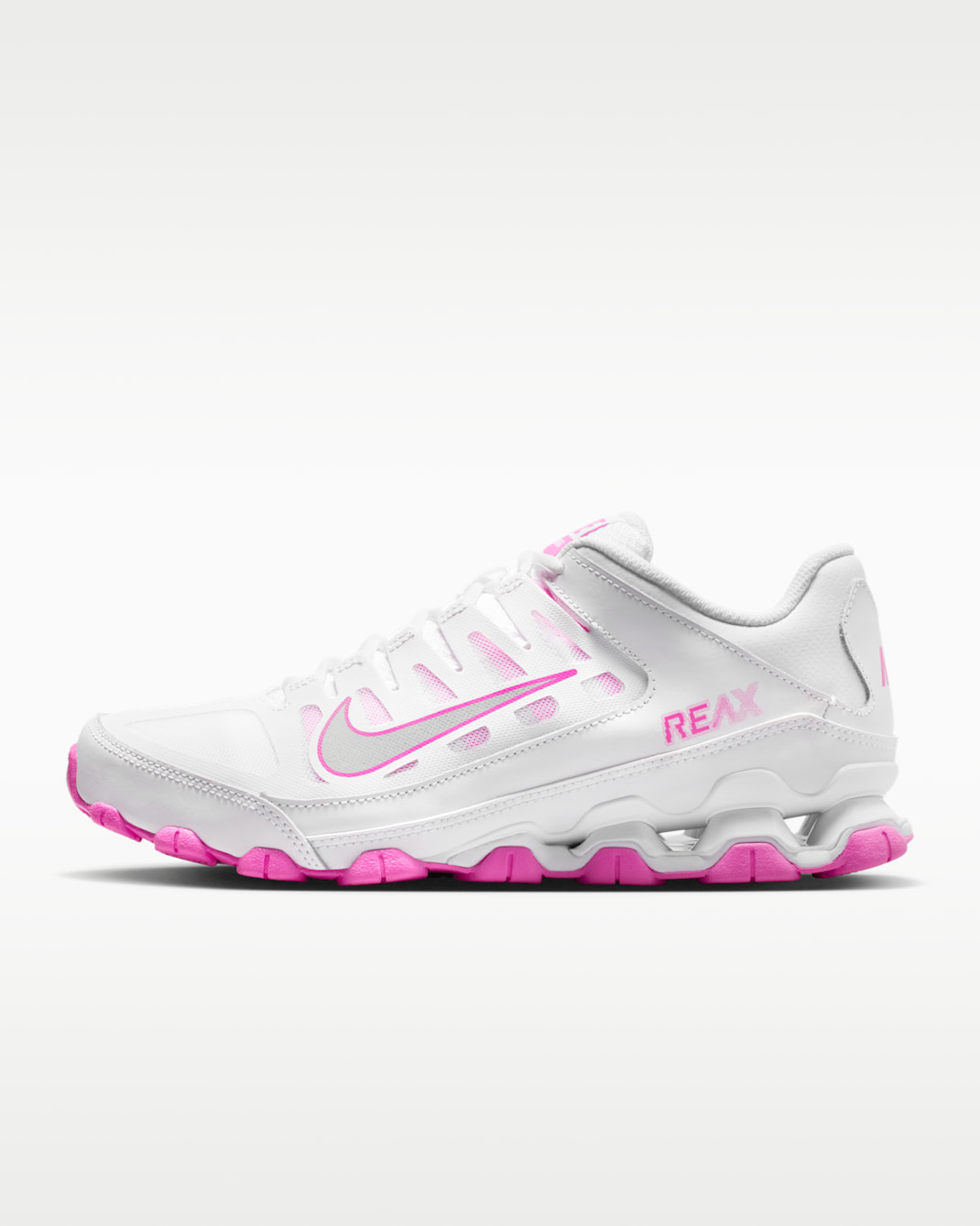 Nike Reax 8 TR Women's Workout Shoes - White/Playful Pink/Metallic Silver