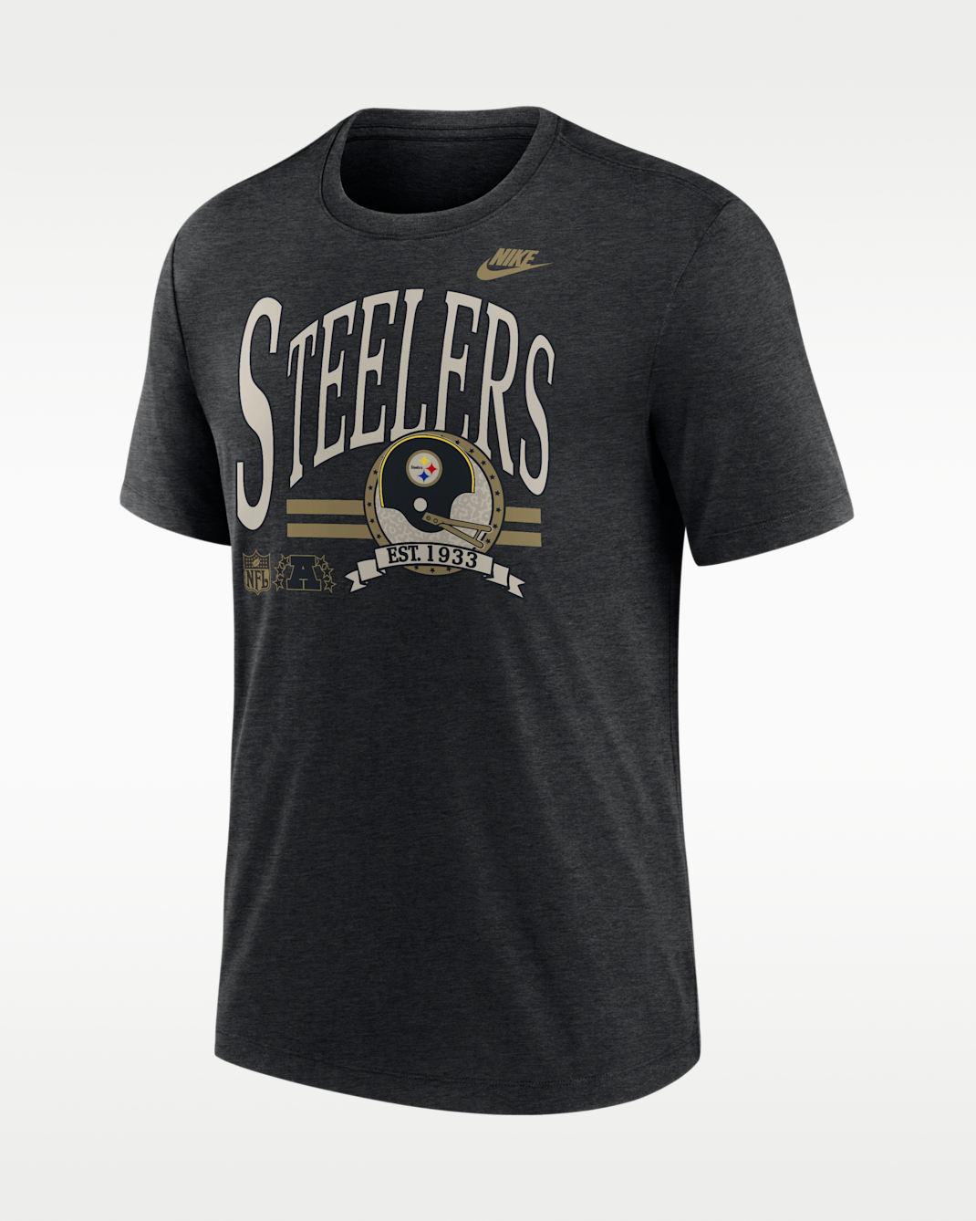 Playera Nike de la NFL para hombre Pittsburgh Steelers Rewind - Negro jaspeado