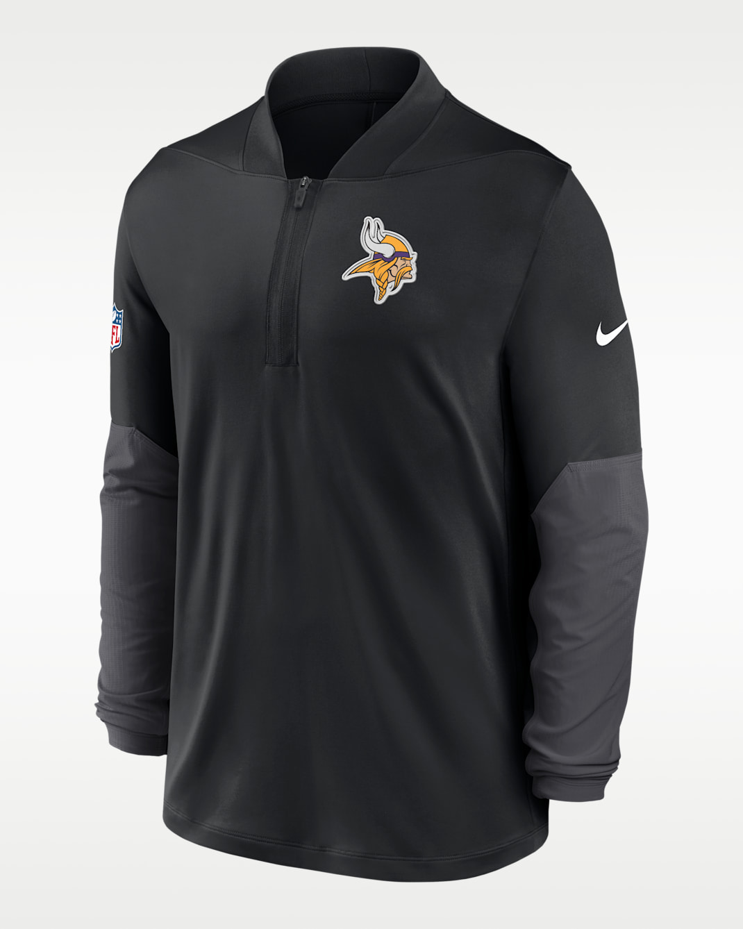 Playera Nike Dri-FIT de la NFL de medio cierre para hombre Minnesota Vikings Feel the Pressure - Negro