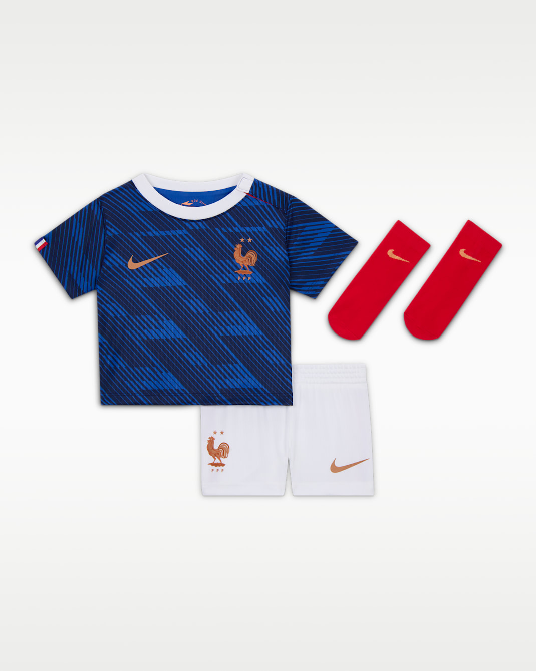 FFF 2026 Stadium Home Baby/Toddler Nike Soccer Replica 3-Piece Kit - Game Royal/Blackened Blue/White/Metallic Copper