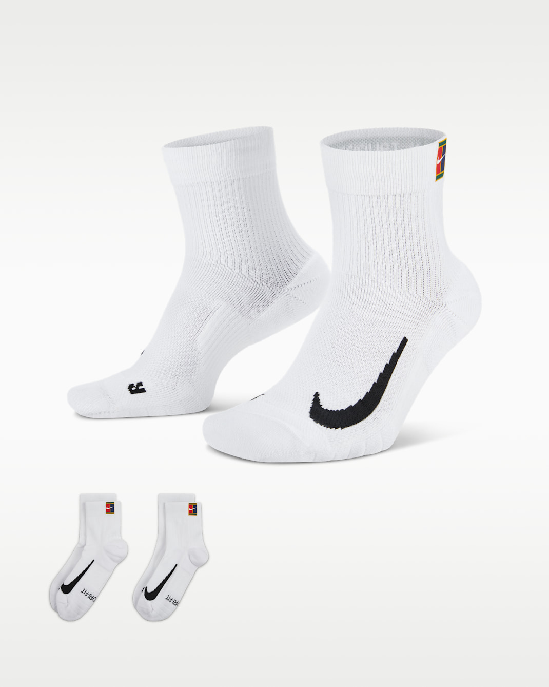 NikeCourt Multiplier Max Tennis Ankle Socks (2 Pairs) - White/White