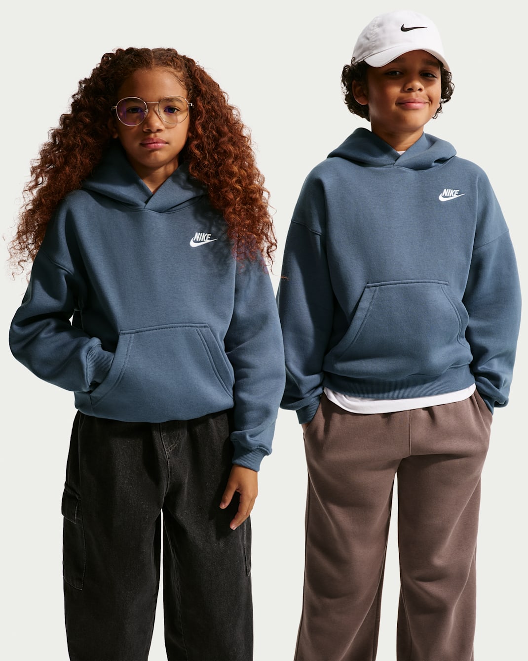 Nike Sportswear Club Fleece Big Kids' Oversized Hoodie - Diffused Blue/White