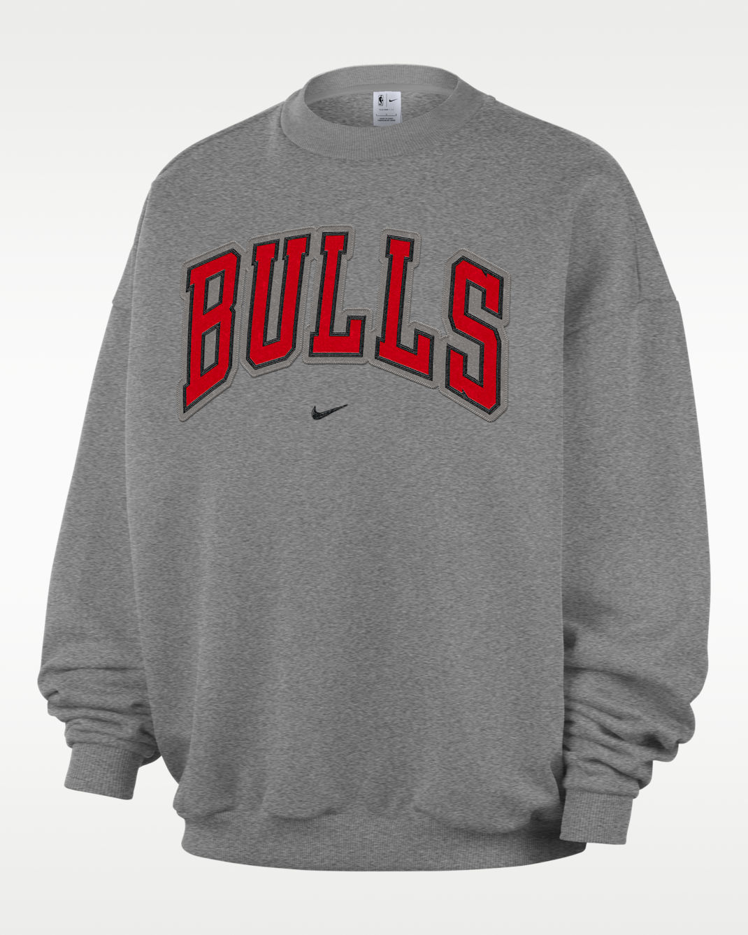 Chicago Bulls Standard Issue Men's Fleece Crew - Dark Grey Heather/Pale Ivory