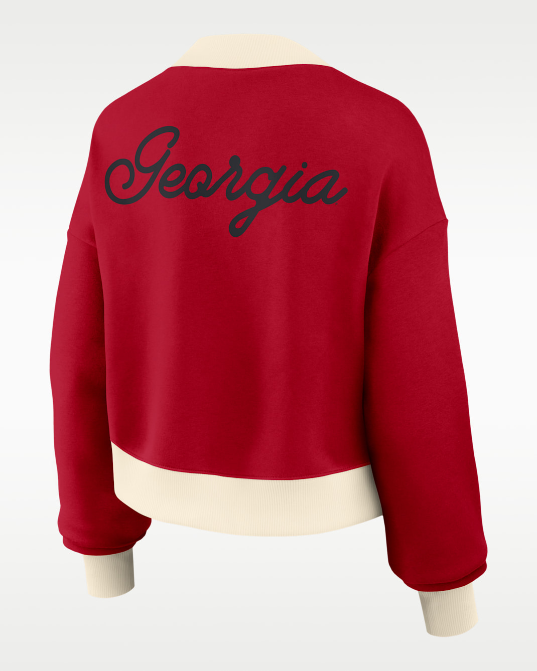 Georgia Academic Women's Nike College Oversized Cropped Full-Zip Bomber Jacket