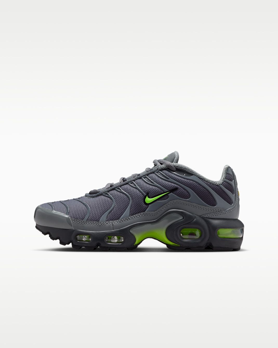 Nike Air Max Plus Older Kids' Shoes - Smoke Grey/Dark Smoke Grey/Black/Volt