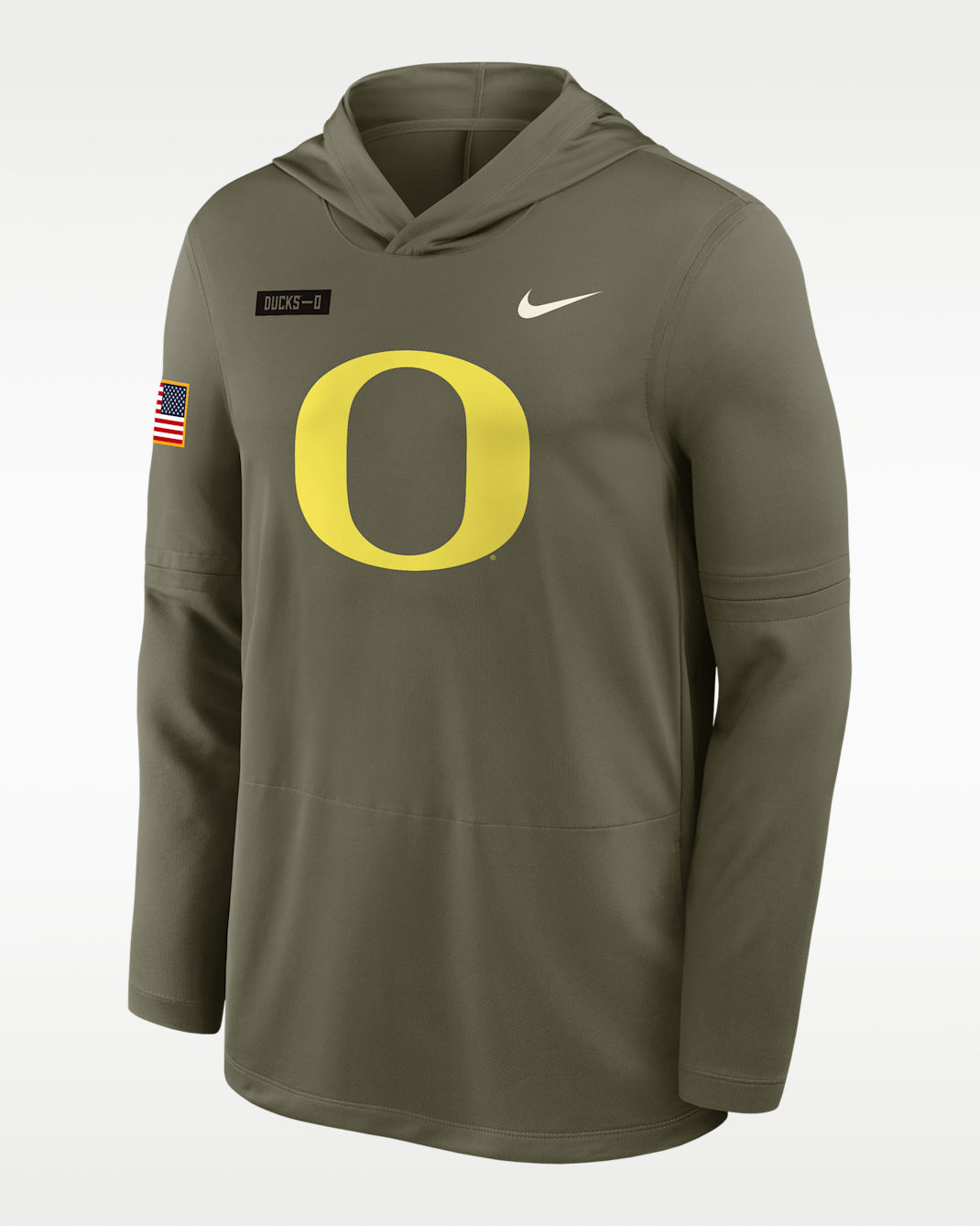 Oregon 2025 Military Appreciation Men's Nike Dri-FIT College Long-Sleeve Hooded Top - Olive