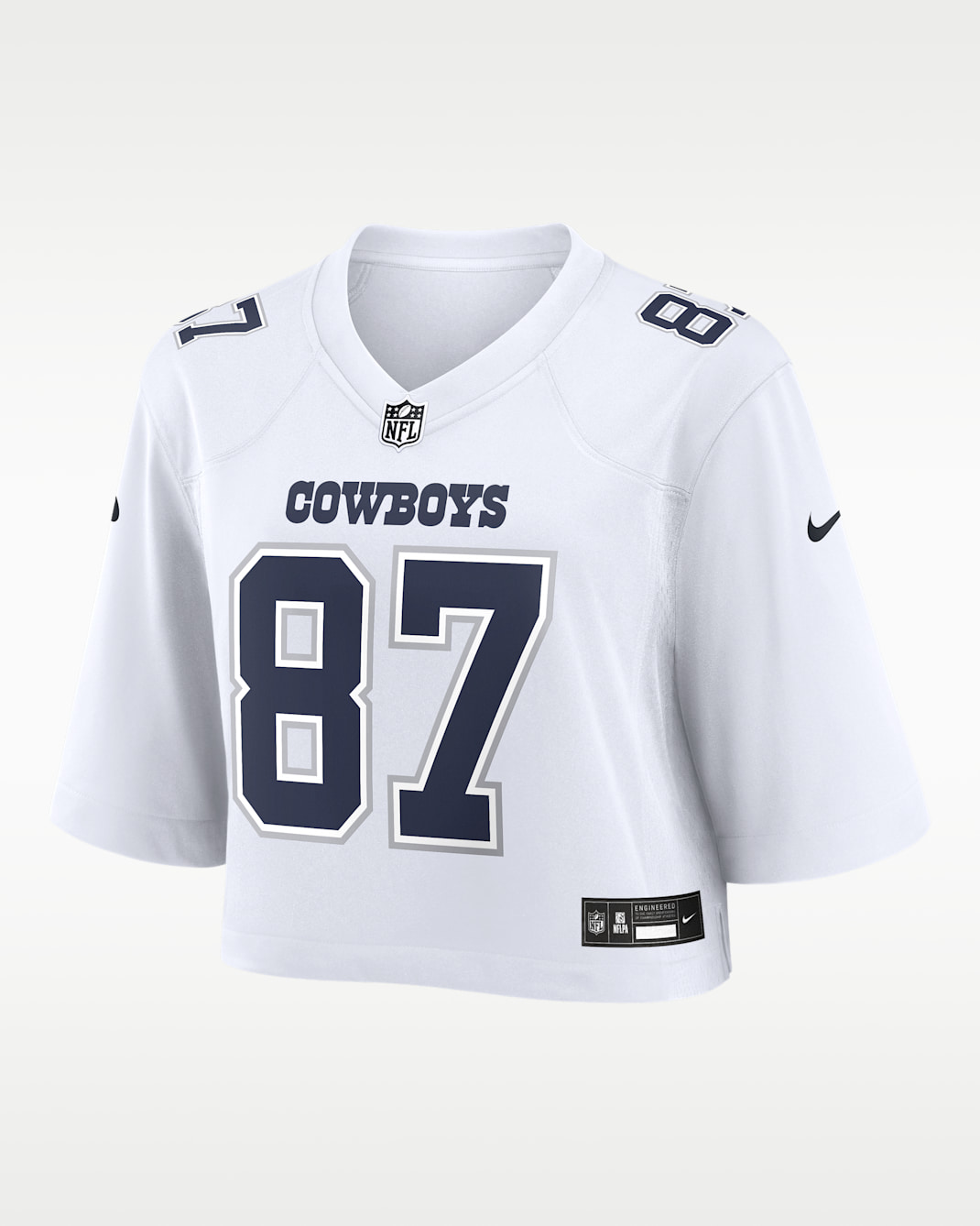 Jake Ferguson Dallas Cowboys Women's Nike NFL Cropped Tundra Game Jersey - White