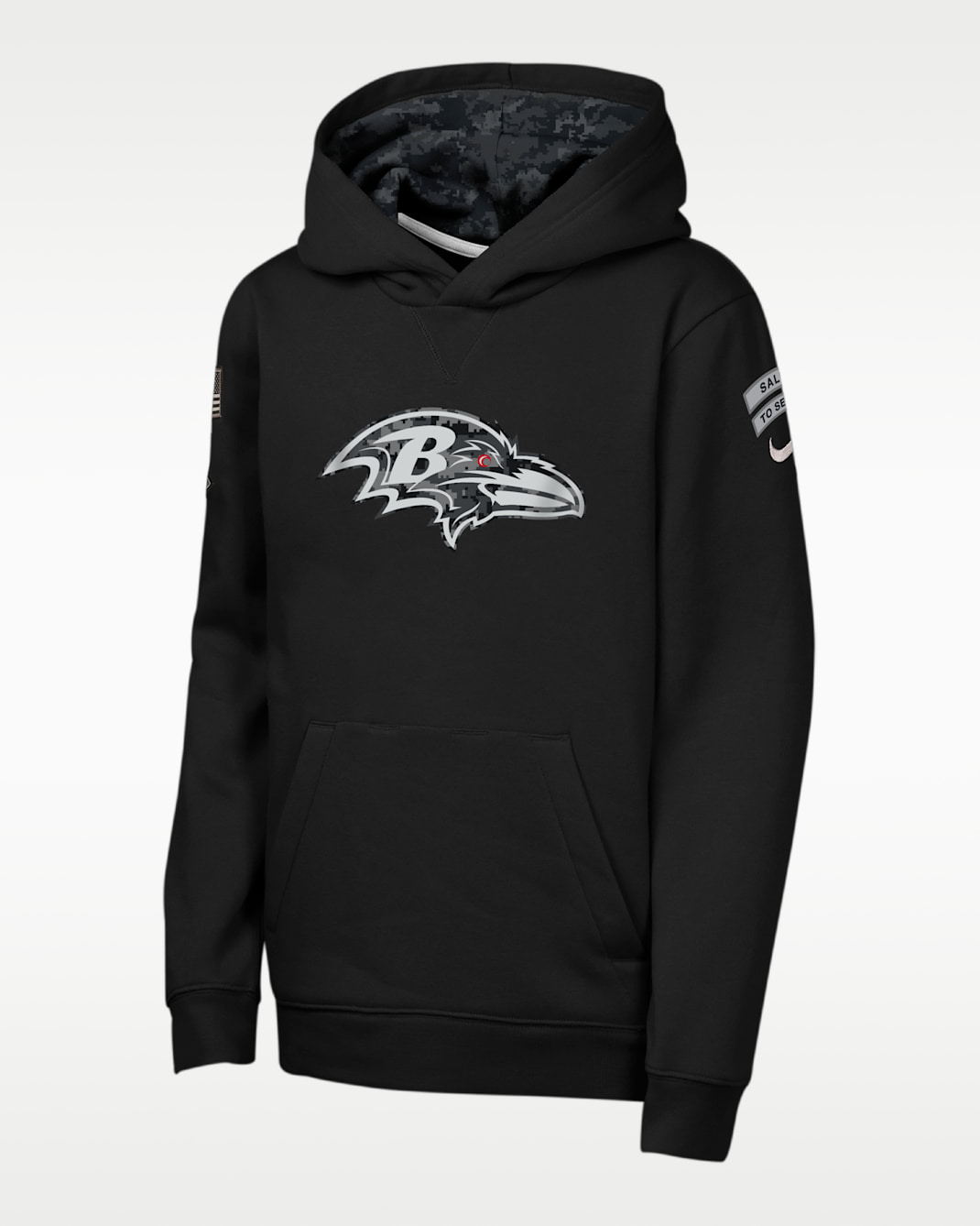 Sudadera con gorro sin cierre Nike de la NFL para niños talla grande Baltimore Ravens Salute to Service Sideline Club - Negro