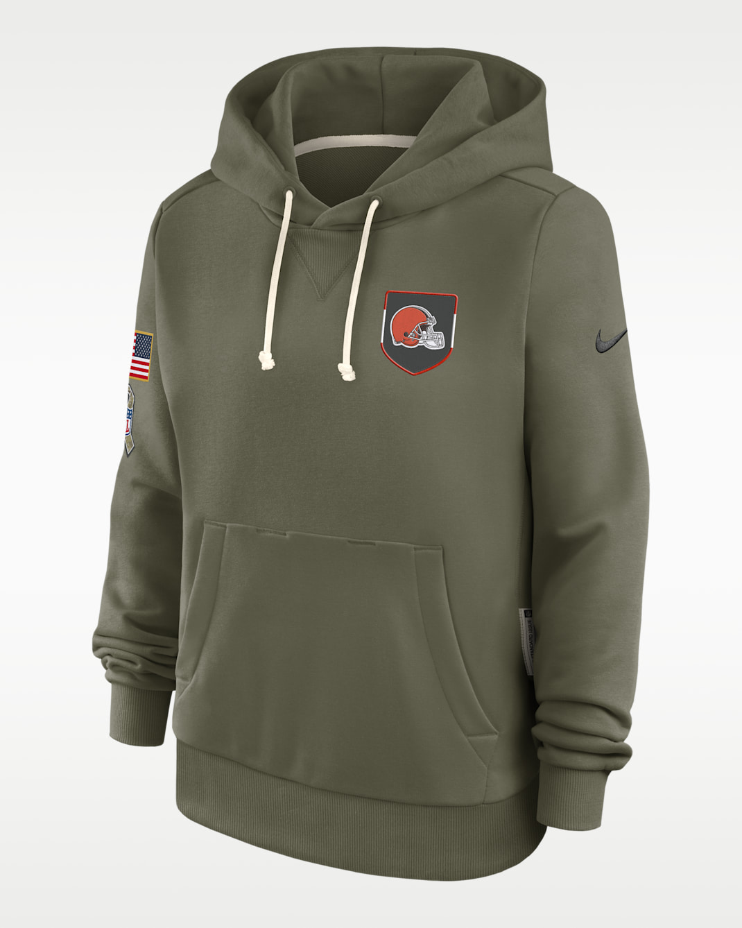 Cleveland Browns Salute to Service Sideline Women's Nike Dri-FIT NFL Pullover Hoodie - Olive