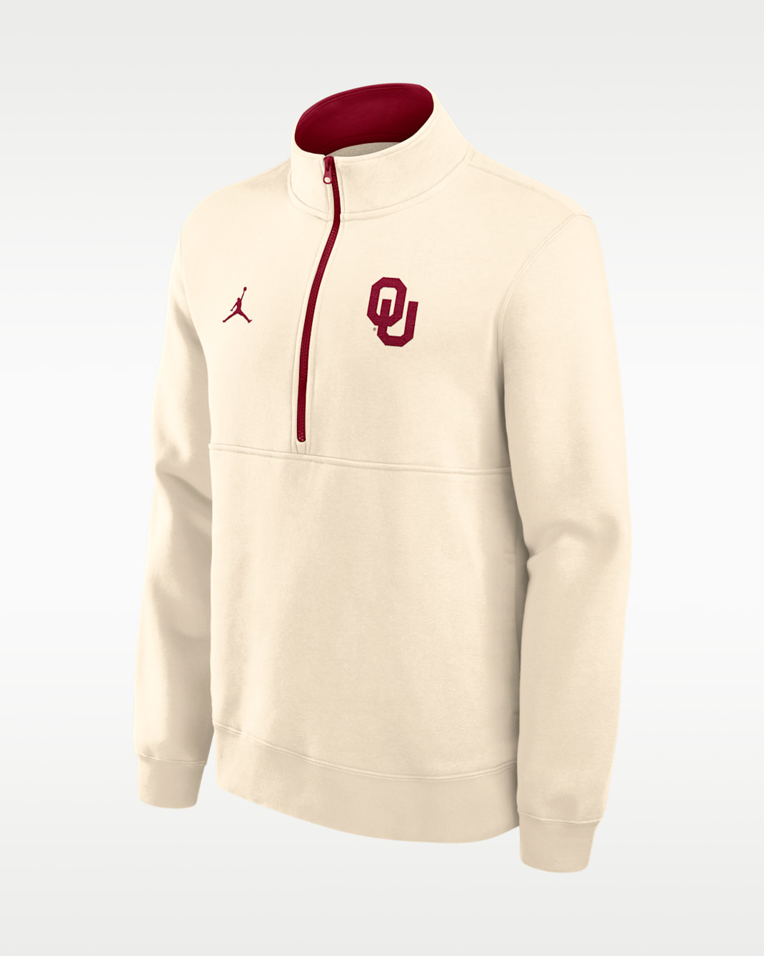 Sudadera de cuello redondo universitaria marca Jordan de medio cierre para hombre Oklahoma Primetime Primary Logo - Natural/Carmesí team