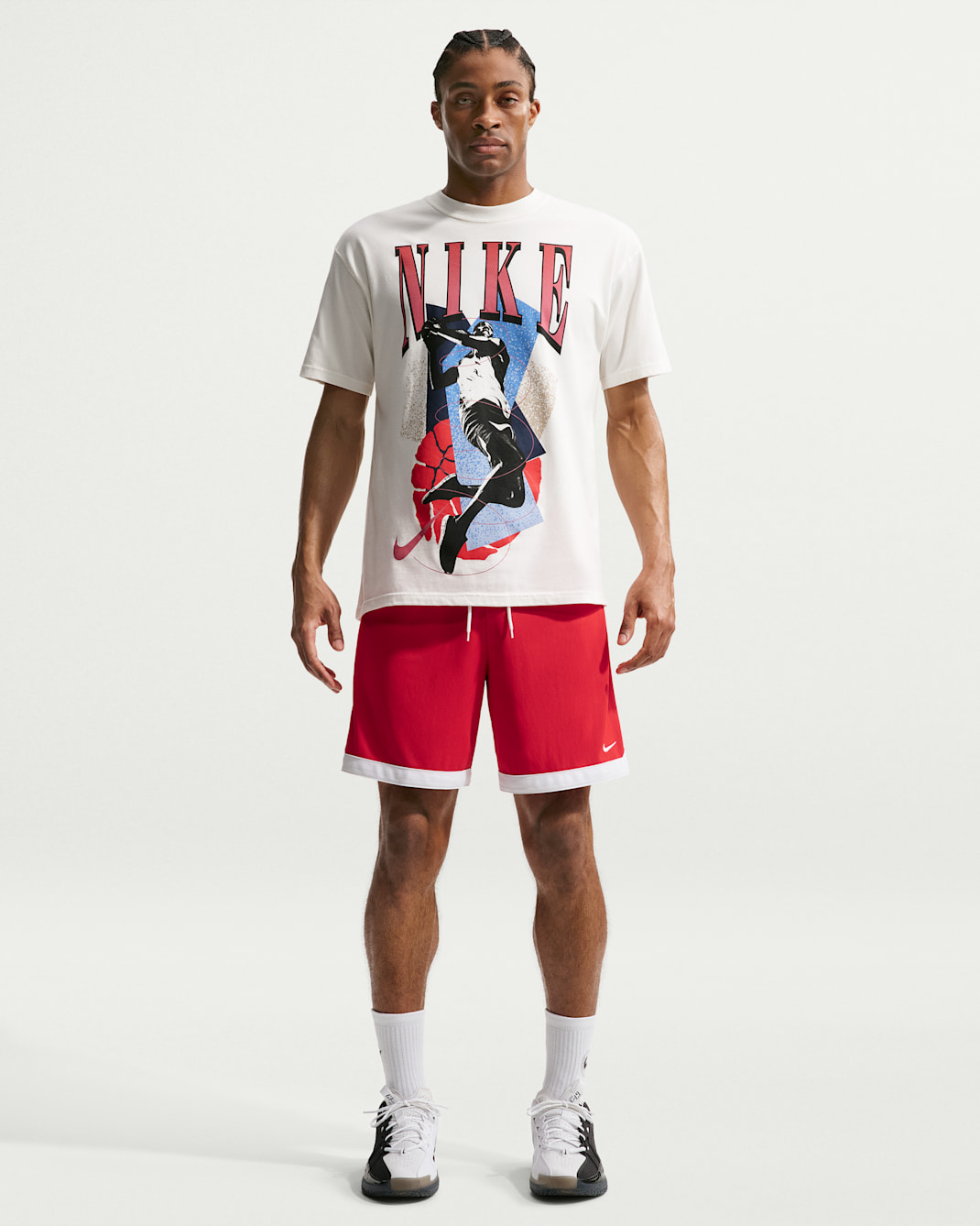 Nike DNA Academy Dri-FIT basketshorts til herre (20 cm) - University Red/Hvit/Hvit/Hvit