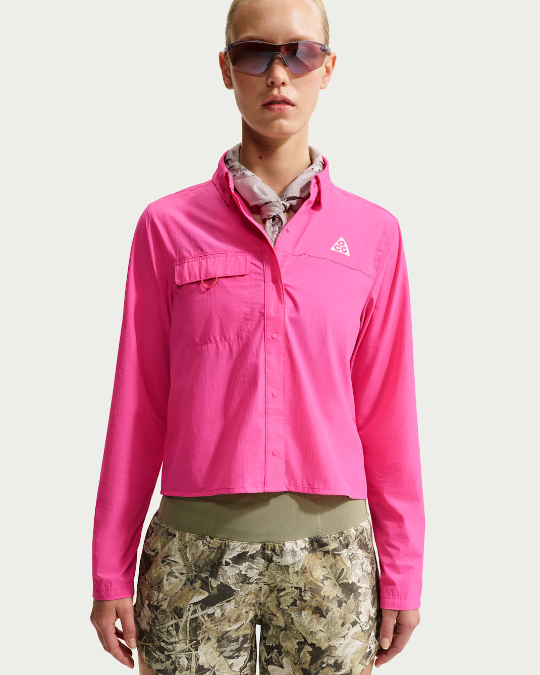 ACG "Aireez" Women's Button-Up Long-Sleeve Trail Running Top - Desert Pink/Summit White