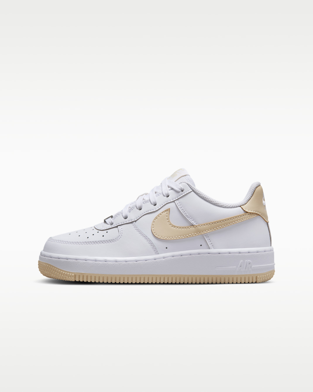 Nike Air Force 1 Big Kids' Shoes - White/White/Light Khaki