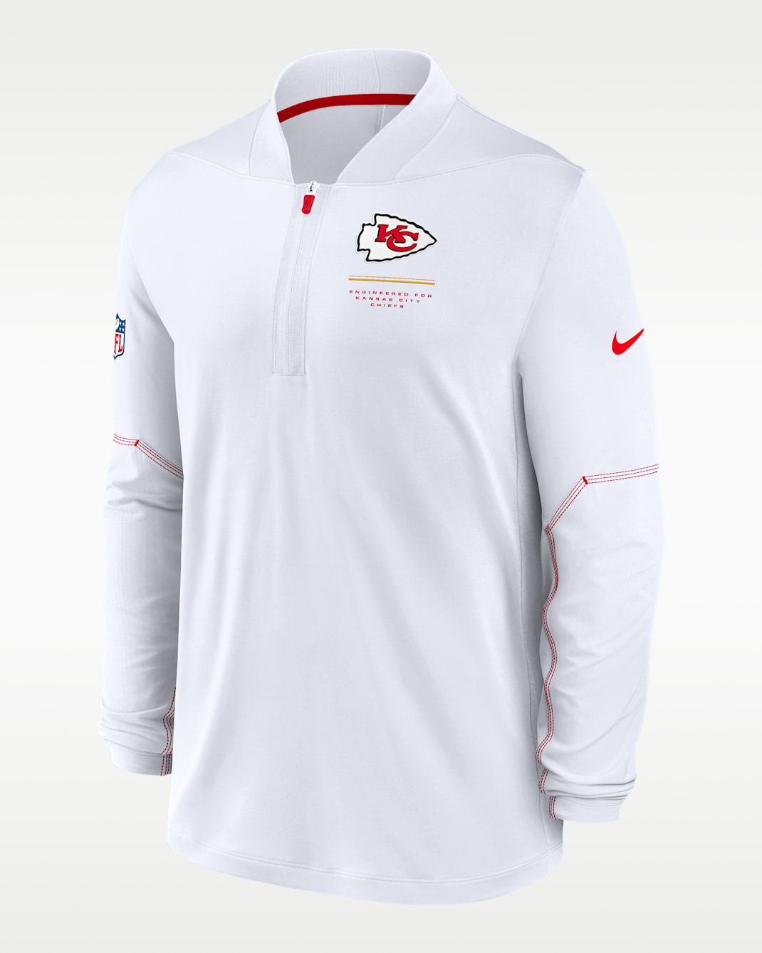 Camiseta Nike Dri-FIT de la NFL con media cremallera para hombre Kansas City Chiefs Sideline - Blanco