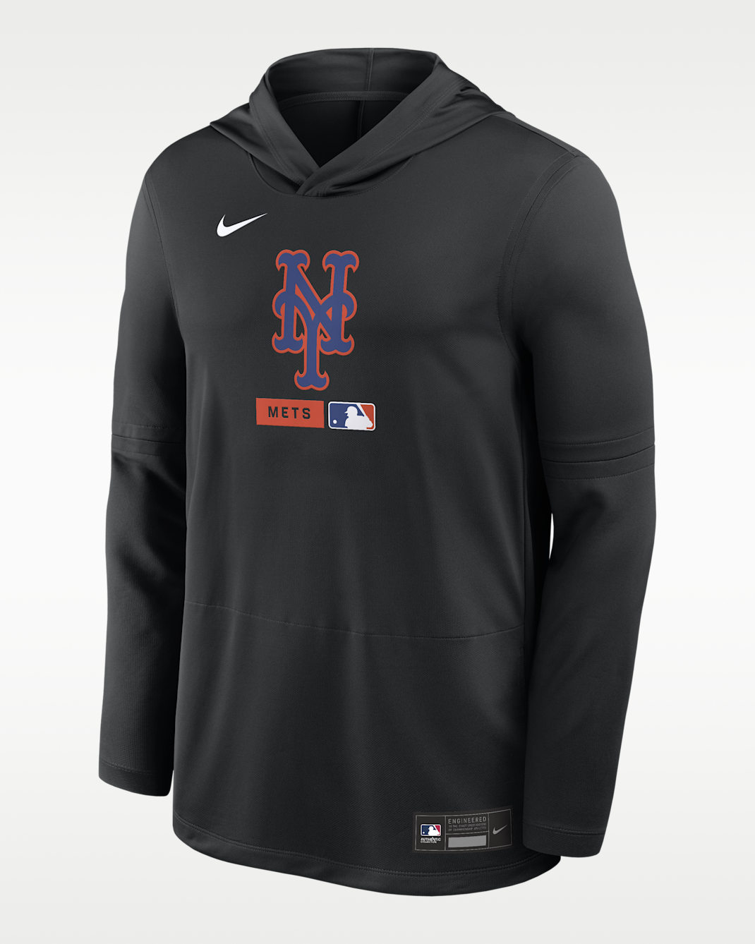 New York Mets Authentic Collection Men's Nike Dri-FIT MLB Long-Sleeve Hooded Top - Black