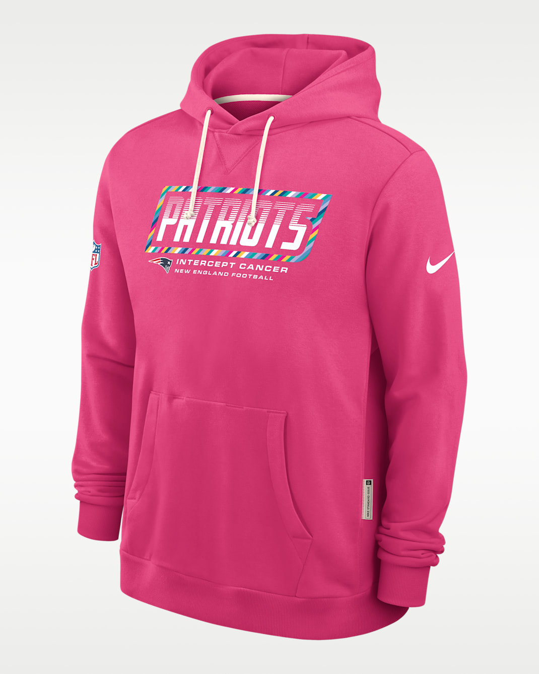 New England Patriots Crucial Catch Sideline Standard Issue Men's Nike Dri-FIT NFL Pullover Hoodie - Pink