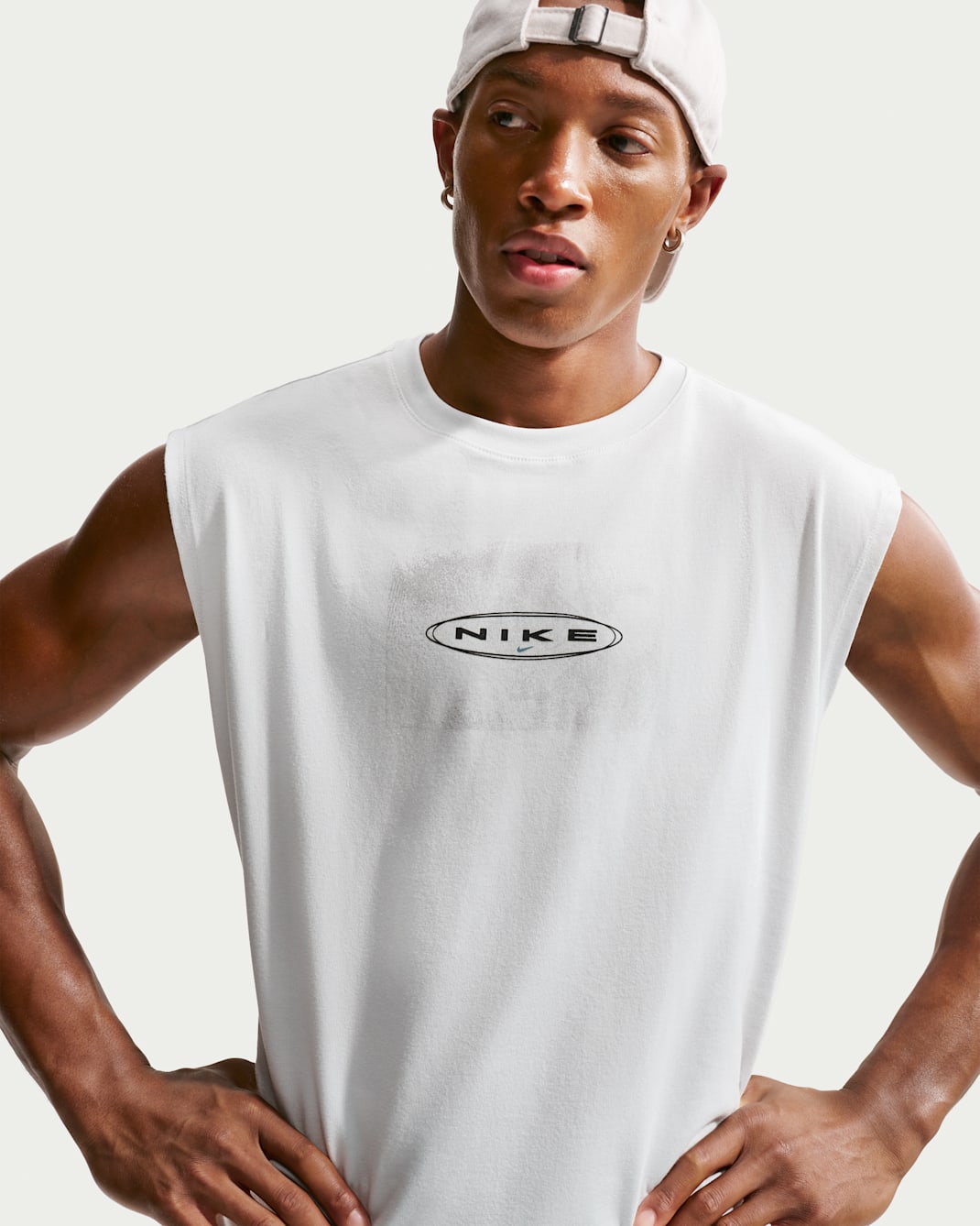 Nike Men's Loose Sleeveless Running T-Shirt - Off White